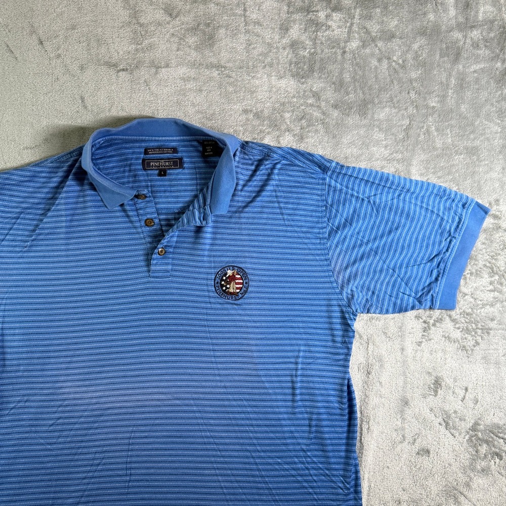 Pinehurst Collection Golf Polo Shirt Striped 2005 US Open Logo Mens L (read)